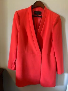 BCBGMAXAZRIA Women's Red Long Blazer Coat